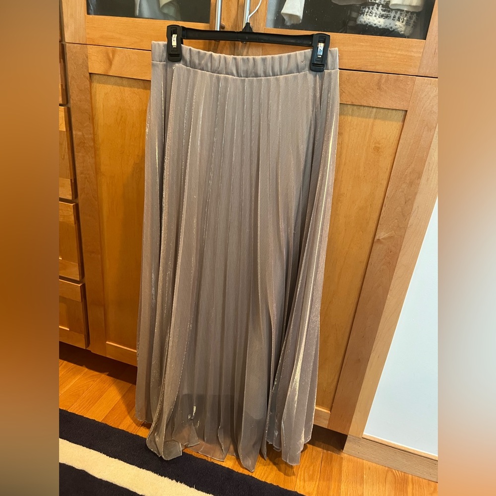 Mango shimmery midi/maxi length dress with stretchy waistband.